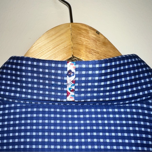 Robert Graham Men's Gingham Tailor Fit Button Up Floral Inlay Blue Size 2XL - Picture 11 of 14